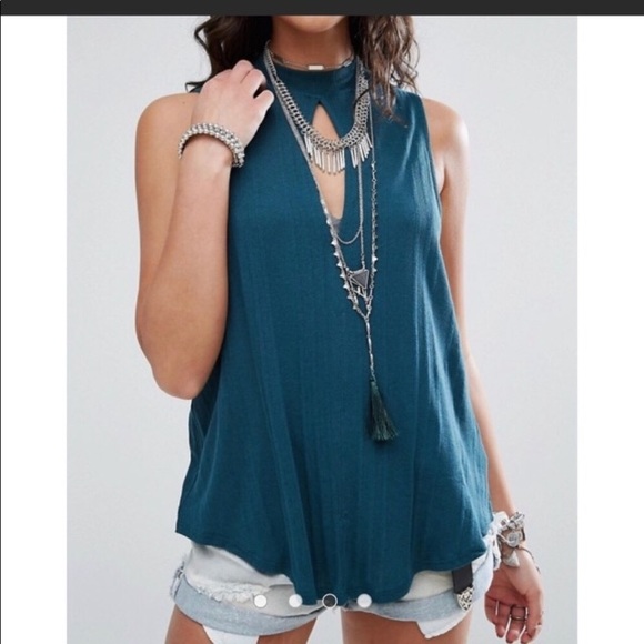 Free People Tops - Free People high neck teal tank top